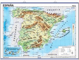 MAPAS MURALES 553 04912 44,19 Mapa mural España físico/político Mapa mural plastificado, rotulable y de acabado mate que evita los reflejos. Impreso a todo color.
