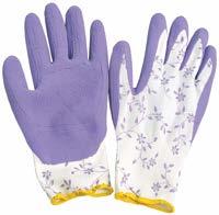 De algodón con palma y dedos recubiertos en látex, color púrpura La rugosidad del guante permite un