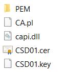 Creación del archivo.pfx 1. Ubicamos los archivos (.cer y.key) previamente validados y los copiamos. 2.