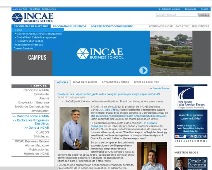 Acceder a www.incae.