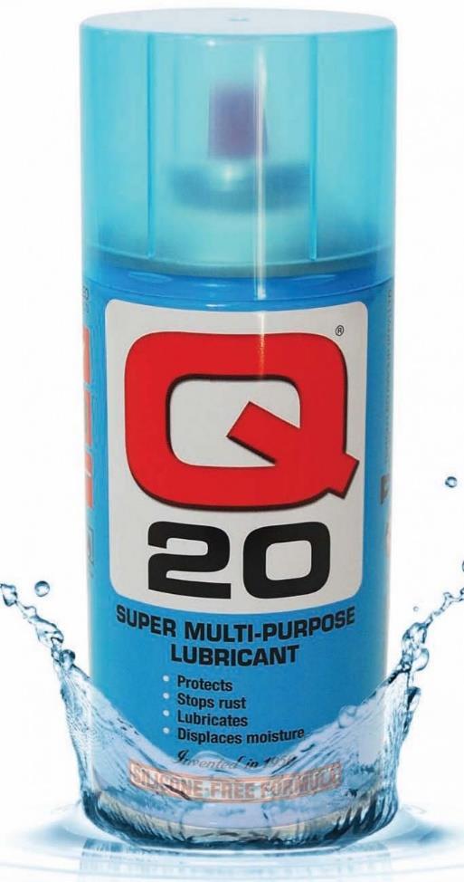 El poder penetrante único de Q20 lo hace ideal como un agente de desmoldeo y lubricante ligero para uso en el hogar, el garaje y el taller. Q20 es libre de silicona.