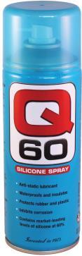 LUBRICANTE CON 60% DE SILICONA Q60 es el único spray de silicona que repele la humedad e impermeabiliza todas las superficies.