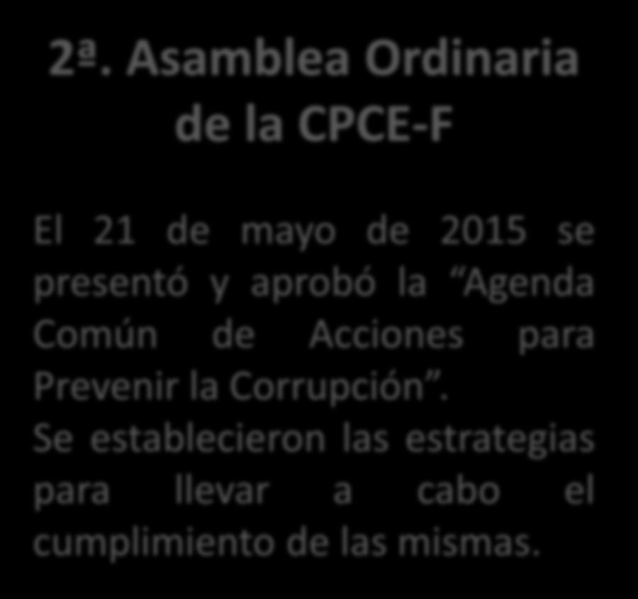 Asamblea Ordinaria de la CPCE-F El 21 de mayo de 2015 se presentó y aprobó la