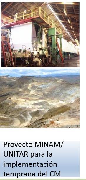 Suministro y comercio Datos de Producción de Hg de las fuentes de suministro Minería primaria Desmantelamiento de plantas de cloro
