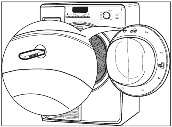 PUERTA REVERSIBLE Para su comodidad: Si quiere apilar la secadora sobre una lavadora, puede invertir el sentido de apertura de la puerta, para que el asa de la puerta quede más