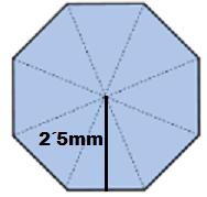 a) Eneágono regular con radio de longitud 10 cm b) Dodecágono