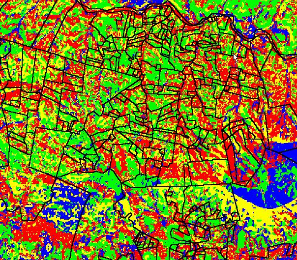 Mapa de sensibilidad de los suelos a la erosión 88 Estadísticas por predio Limites de los predios Mapa de sensibilidad de los suelos a la erosión 95 superficie Sensib. 95 Sensib.