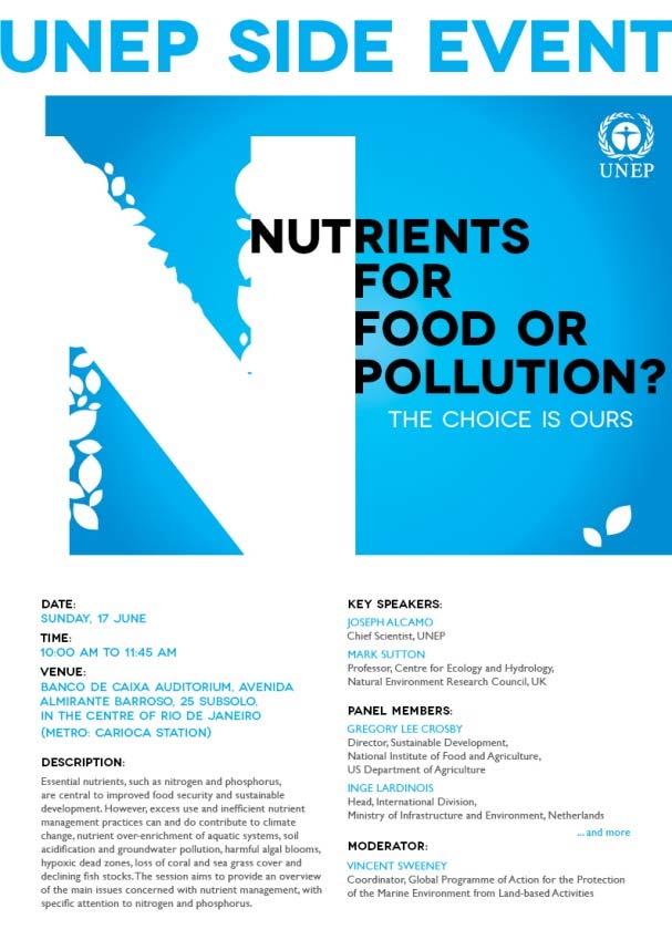 'Rio +20' Nutrientes esenciales, como N y P, son indispensables para mejorar la seguridad alimentaria y el desarrollo sustentable.