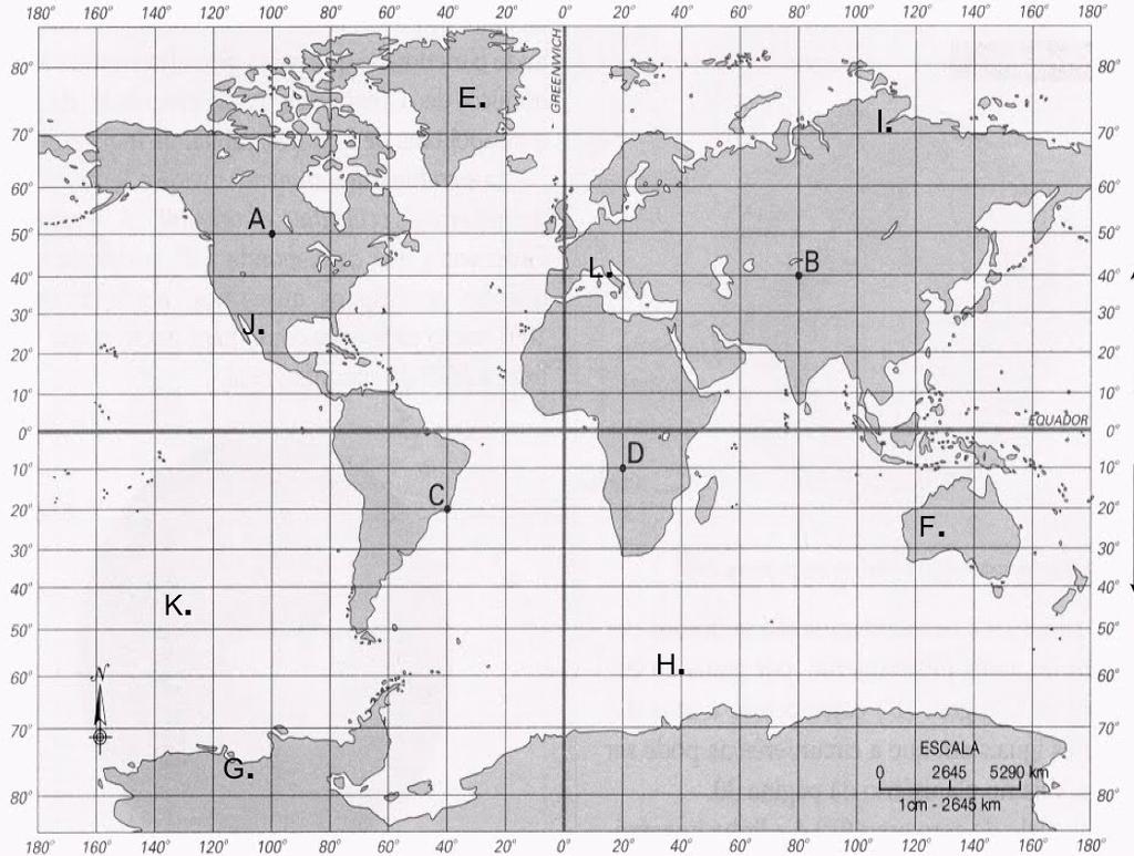 2º.- Localización geográfica. Fuente: https://geografiaccnd.wordpress.com/ Teniendo en cuenta que las coordenadas geográficas de los puntos A y D son: Punto A: 50º 00 00 Norte y 100º 00 00 Oeste.