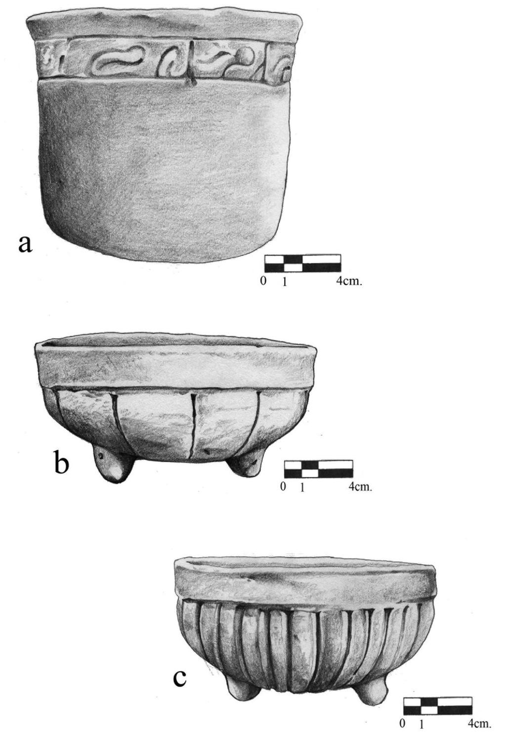 Figura 2 Vasijas del estilo cerámico Chablekal-Tsicul de la costa.