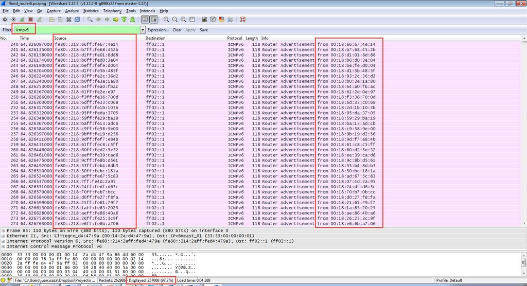 Igual que en los otros ataques, se realizó la captura de los datos mediante el Wireshark (ver Imagen 49).