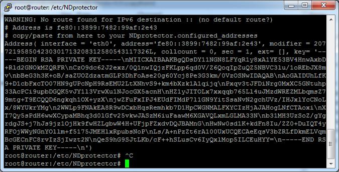 Imagen 75. Generación CGA IP Link-local. A continuación se procede con la configuración del archivo que contiene los parámetros principales de la aplicación.