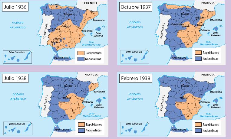 3.- Las operaciones militares La evolución de la guerra Tras la ocupación del norte, Franco vuelve sobre Madrid - Para salvar Madrid los republicanos inician una ofensiva en Teruel (victoria inicial).