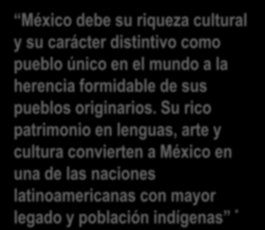 PUEBLOS INDÍGENAS México debe su riqueza cultural y su carácter distintivo como