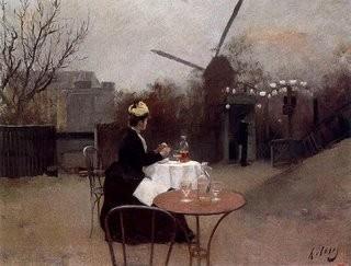 Plein air, (1890-91) Pintado por Ramón Casas Viejo amor En una calle de un barrio de Paris había una elegante señora esperando a un viejo amor.