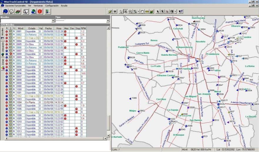 84 a.) Wisetrack Control Dentro de las principales funcionalidades podemos destacar, para ECO BUILDING, las siguientes: -Visualización y seguimiento en tiempo real en la cartografía digital de la
