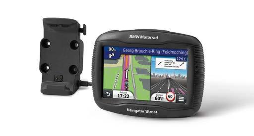 El BMW Motorrad Navigator Street, con pantalla de 4,3 pulgadas fácilmente legible, es compatible, gracias a la tecnología Bluetooth, con el sistema de comunicación BMW Motorrad (opcional) y sorprende