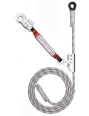 Para línea de vida temporal de cable de acero de Ø8 mm. Peso: 380 gr. EN 353-2 EN 358 EN 353-2 EN 353-2 Anticaídas Absorbedor de energía.