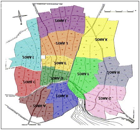 MAPA Nº1 Distribución de Distritos Censales y Zonas Equipamiento de Medición.