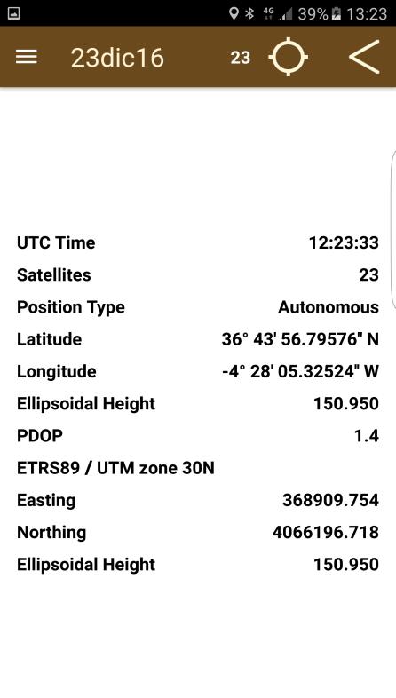Figura 8. Estado del GPS Figura 9. Constelación de satélites Levantamiento Esta es la primera pantalla que aparece ante el usuario cuando entra en la aplicación.