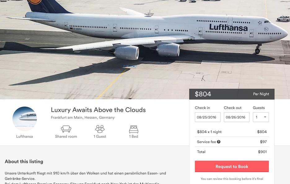 Lufthansa comienza a anunciar sus vuelos dentro de la plataforma de Airbnb De ser vista como un sitio donde buscar