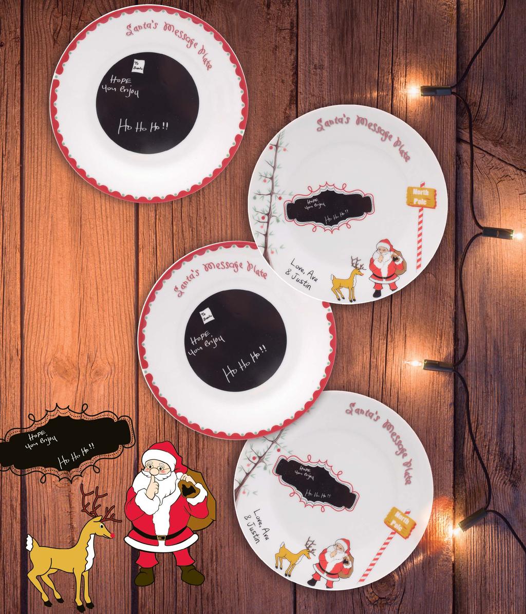 Navidad Navidad C ESCRIE Y CUMPLE TODOS C Santa s Message Ensaladeros Juego de platos de porcelana para 4