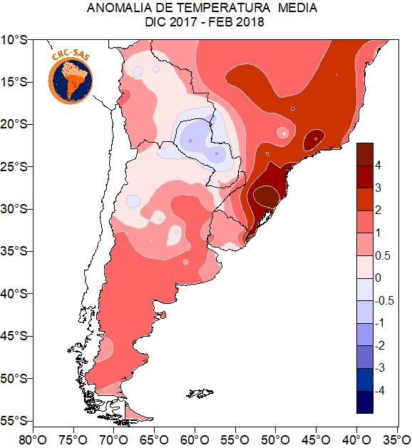 EVALUACIÓN DEL TRIMESTRE DICIEMBRE-ENERO-FEBRERO 2017-2018 Temperaturas por encima de los normal en casi todo el territorio analizado.