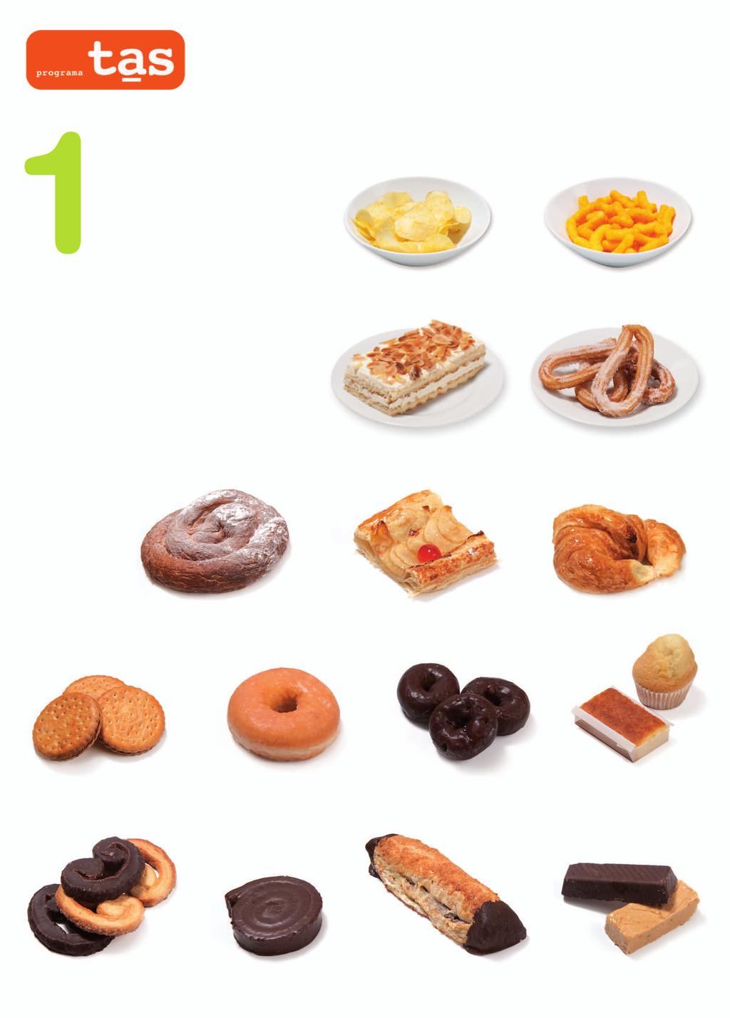 PASTELERÍA, BOLLERÍA y SNACKS Considera una unidad de pastelería, bollería o snacks a: una ensaimada, una magdalena grande o dos pequeñas, una palmera, un trozo de pastel, tres galletas con