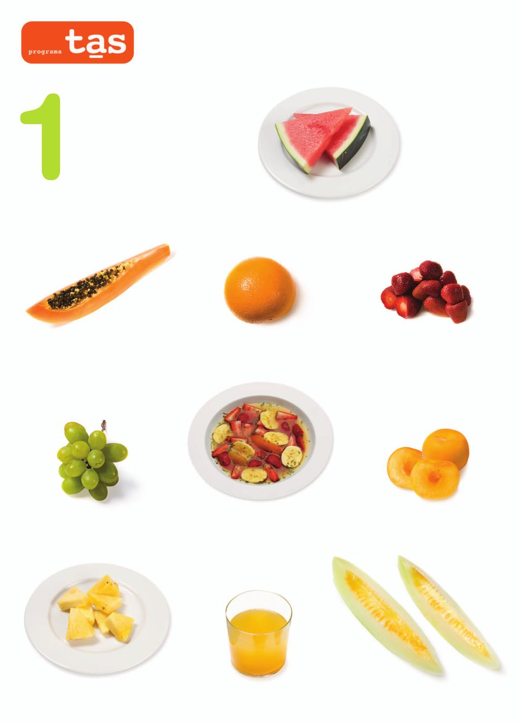 FRUTAS Para ayudarte a contar, considera una ración de fruta cualquiera de los siguientes ejemplos: 1 corte de sandía 1 corte de papaya 1