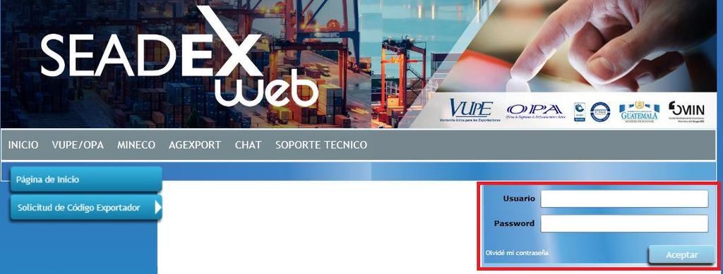 herramienta SEADEX Web, para exportaciones con tipo de transporte marítimo y terrestre, el fitosanitario se recogerá en MAGA/VUPE zona 13.