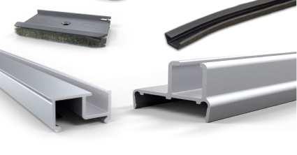 Sistema estructural de aluminio para muebles F50-T25 Tubo 25 x 50 x 3 m. $ 51,10 x tira 4 un. F50-T50 Tubo 50 x 50 x 3 m. $ 62,89 x tira 4 un.