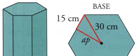 VOLUMEN DEL PRISM Y DEL CILINDRO Hallar el volumen de un prisma hexagonal regular de lado de la base 0 cm y 1
