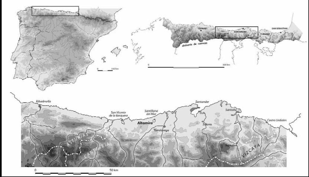 LA PINTURA CANTÁBRICA: LA CUEVA DE ALTAMIRA Las primeras muestras de pintura rupestre son obra del homo sapiens (final del paleolítico) y se concentran en el suroeste de Francia y en la cornisa