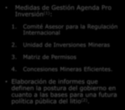 Elaboración de informes que definen la postura del gobierno en cuanto a las bases para una futura política pública del litio (2).