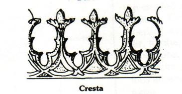 CRESTA NA: Ornamento pintado o en molduras de yeso, para decorar frisos y cenefas.