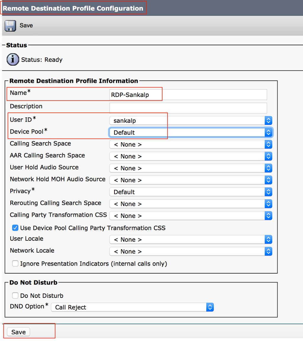 Configuración del perfil del destino remoto Cree un perfil del destino remoto (RDP) para el usuario final.