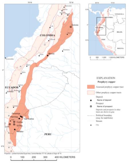 Depósitos descubiertos y prospectos de pórfidos de cobre en el norte de Suramérica Cunningham et al.