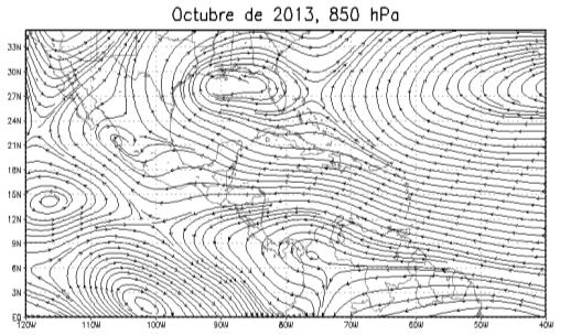 5 Resumen Meteorológico 1.5. Líneas de corriente: el comportamiento promedio de las circulaciones del viento sobre la región Centroamericana, el Océano Pacífico este, México, el Océano Atlántico, el
