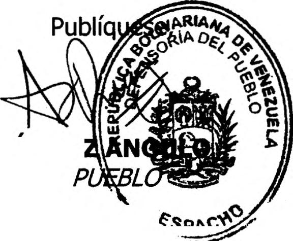 212 de fecha 11 de agosto de 2017, conforme a lo dispuesto en el numeral 4o del artículo 33 de la Ley Orgánica de la Defensoría del Pueblo, publicada en la Gaceta Oficial de la República Bolivariana
