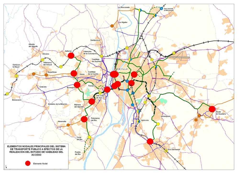 7.7. Garantía de funcionalidad de los elementos nodales principales del sistema de transporte público frente a actuaciones urbanísticas en su entorno En el Area de Sevilla, están planteadas un