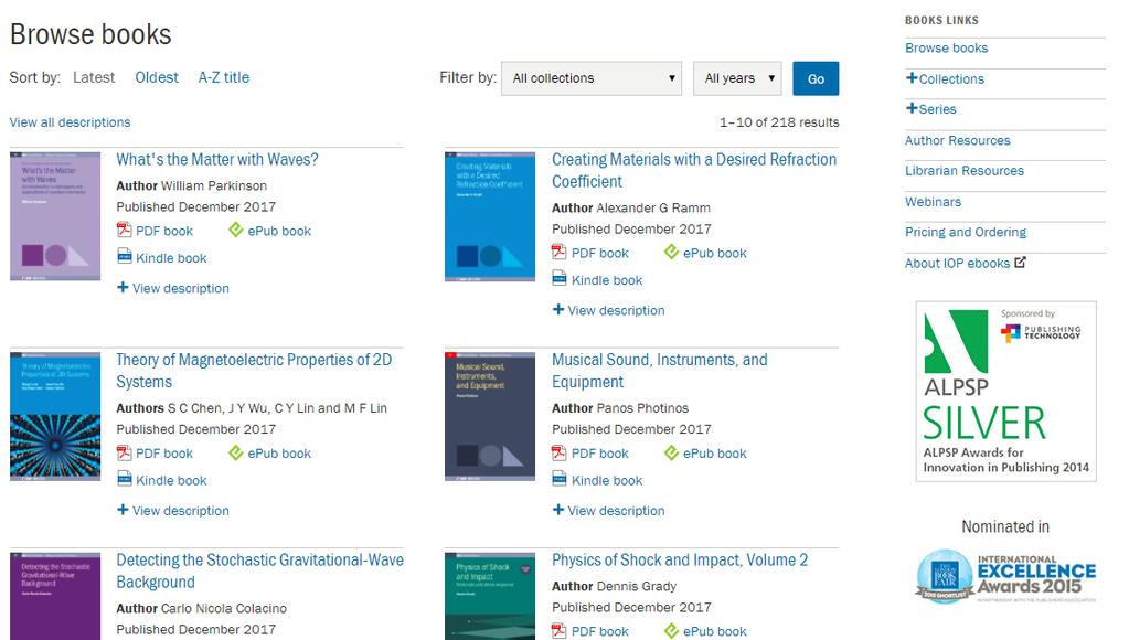IOP ebooks Nuestra colección de libros electrónico en modelo a perpetuidad con la posibilidad de descargar por capitulo o el libro completo en formato: PDF, epub o