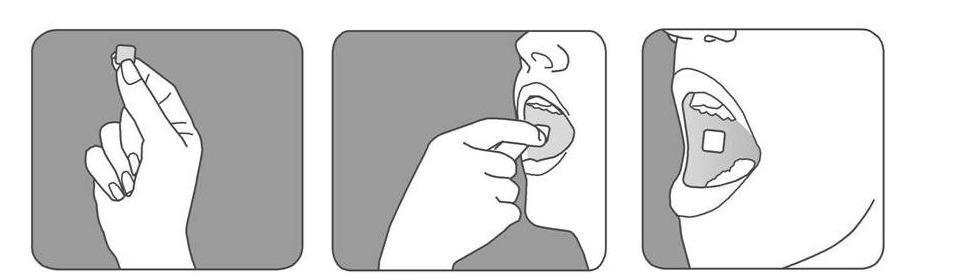 Abra el sobre de Breakyl inmediatamente antes de usarlo, tal como establecen las instrucciones del sobre; Use la lengua para humedecer el interior de su mejilla, o enjuáguese la boca con agua para