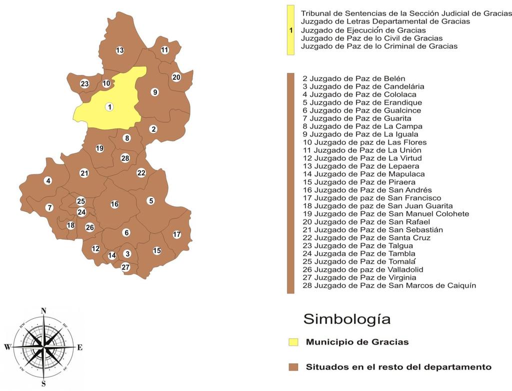 Mapa Jurisdiccional del departamento de Gracias Lempira