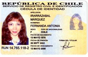 Nuevo Sistema de Identificación Chileno Cédula Nacional de Identidad.