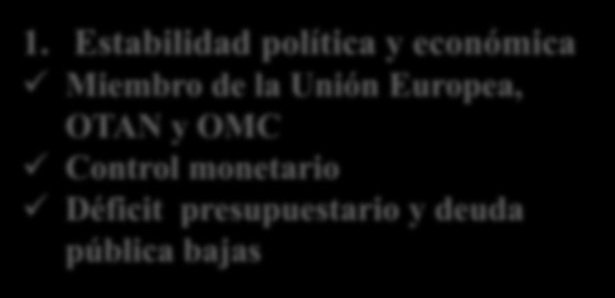 5 1. Estabilidad política y económica Miembro de la Unión Europea, OTAN y OMC Control