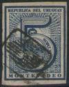 Solamente se conoce un sello Sol Cifras gruesas (retirados de circulación el 1/1/1866) con esta marca aplicada y un par de cifras de 5
