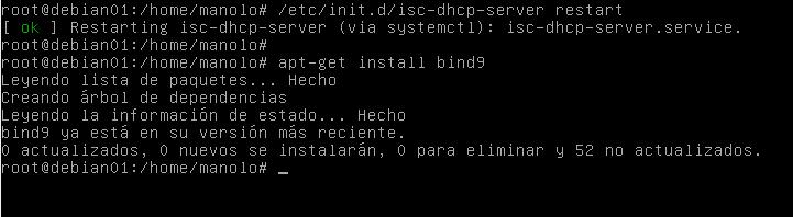 maquina servidora dhcp e instalaremos el bind9 con