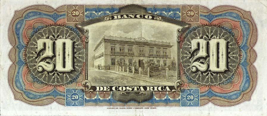 Banco de Costa Rica, 20 colones, 1901(anverso y reverso) Eventos El pasado 29 de septiembre se realizó un conversatorio sobre papel moneda y una muestra numismática y filatélica en la sede de la
