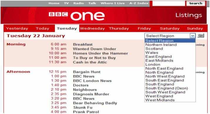 Practiquemos un poco con la programación del canal más importante del Reino Unido: BBC One.