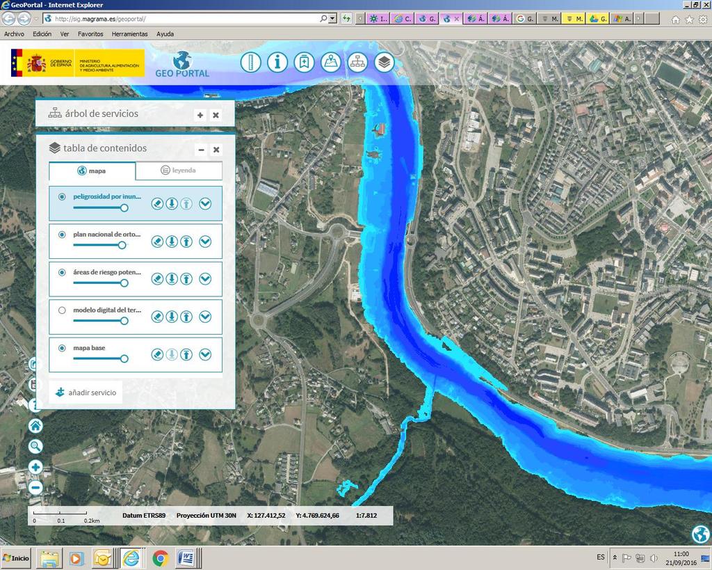 Vamos ahora a activar los mapas de riesgo de inundación fluvial.